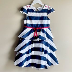Joe Ella RARE Blue & White Stripe All Cotton Tiered Dress with Cutout Back